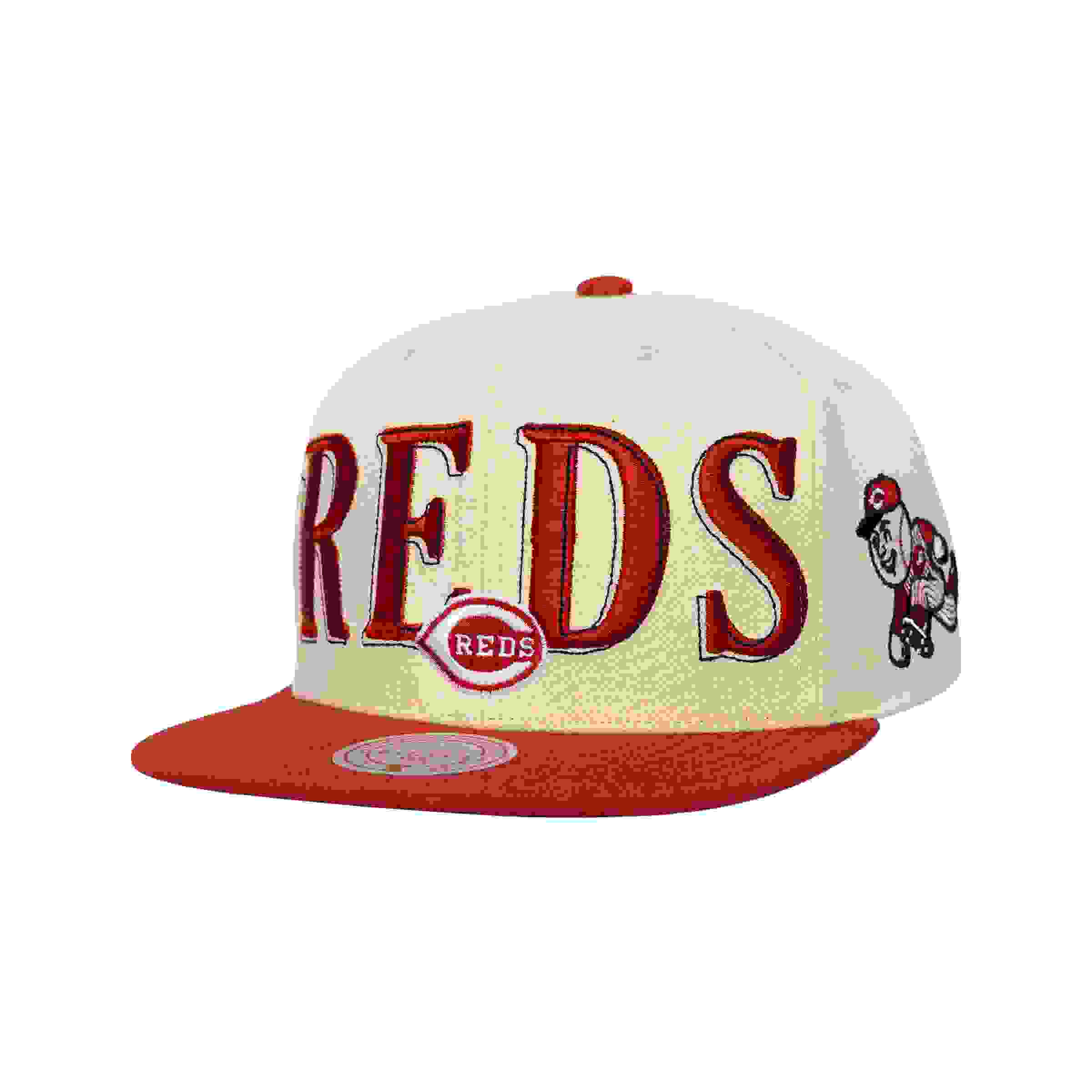 Mitchell & Ness Cincinnati Reds Across Board Cream Snapback Hat